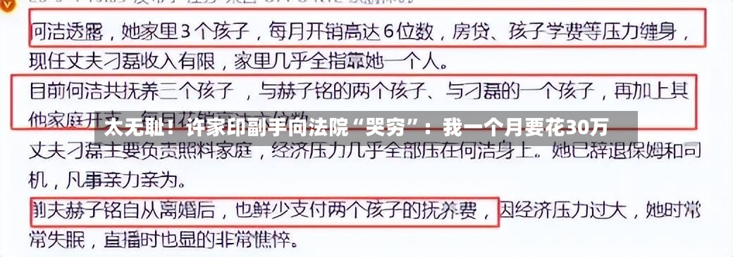 太无耻！许家印副手向法院“哭穷”：我一个月要花30万-第2张图片