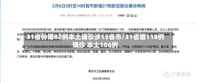 31省份增82例本土确诊涉13省市/31省增118例确诊 本土106例-第2张图片