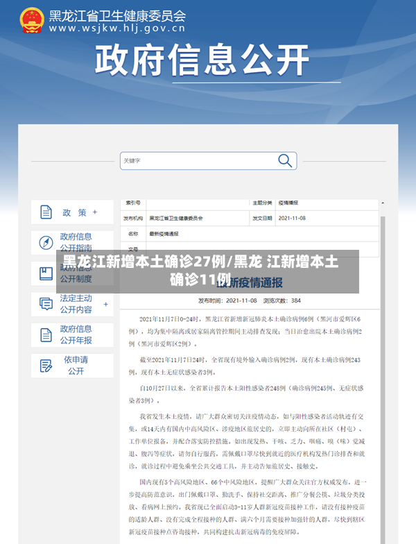 黑龙江新增本土确诊27例/黑龙 江新增本土确诊11例-第2张图片