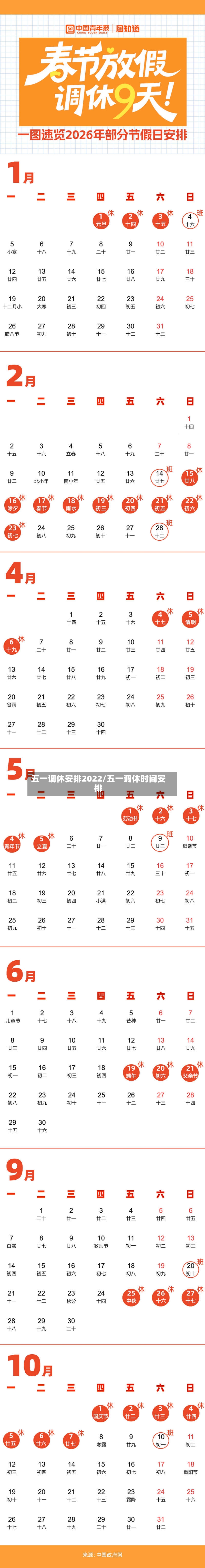五一调休安排2022/五一调休时间安排