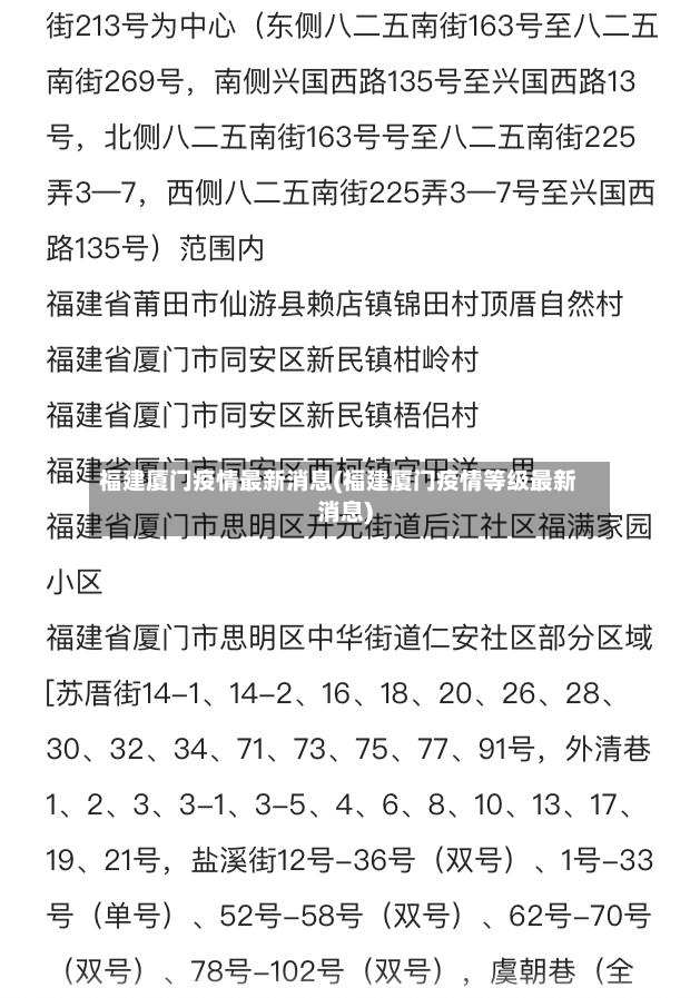 福建厦门疫情最新消息(福建厦门疫情等级最新消息)
