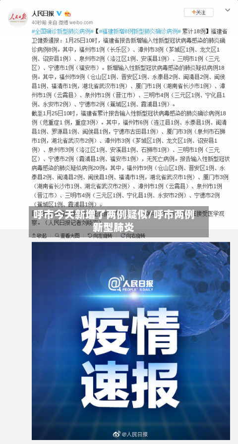 呼市今天新增了两例疑似/呼市两例新型肺炎