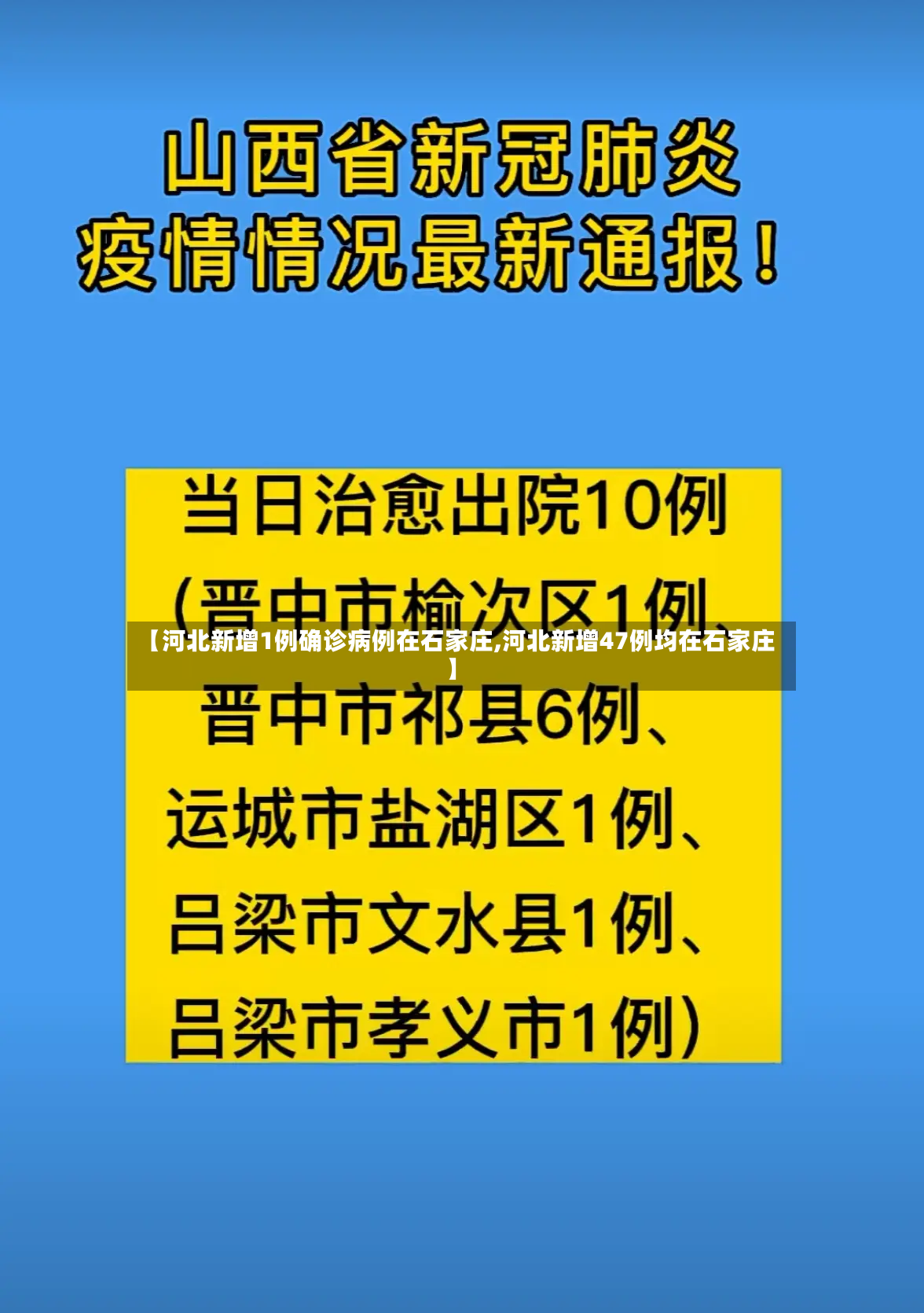 【河北新增1例确诊病例在石家庄,河北新增47例均在石家庄】