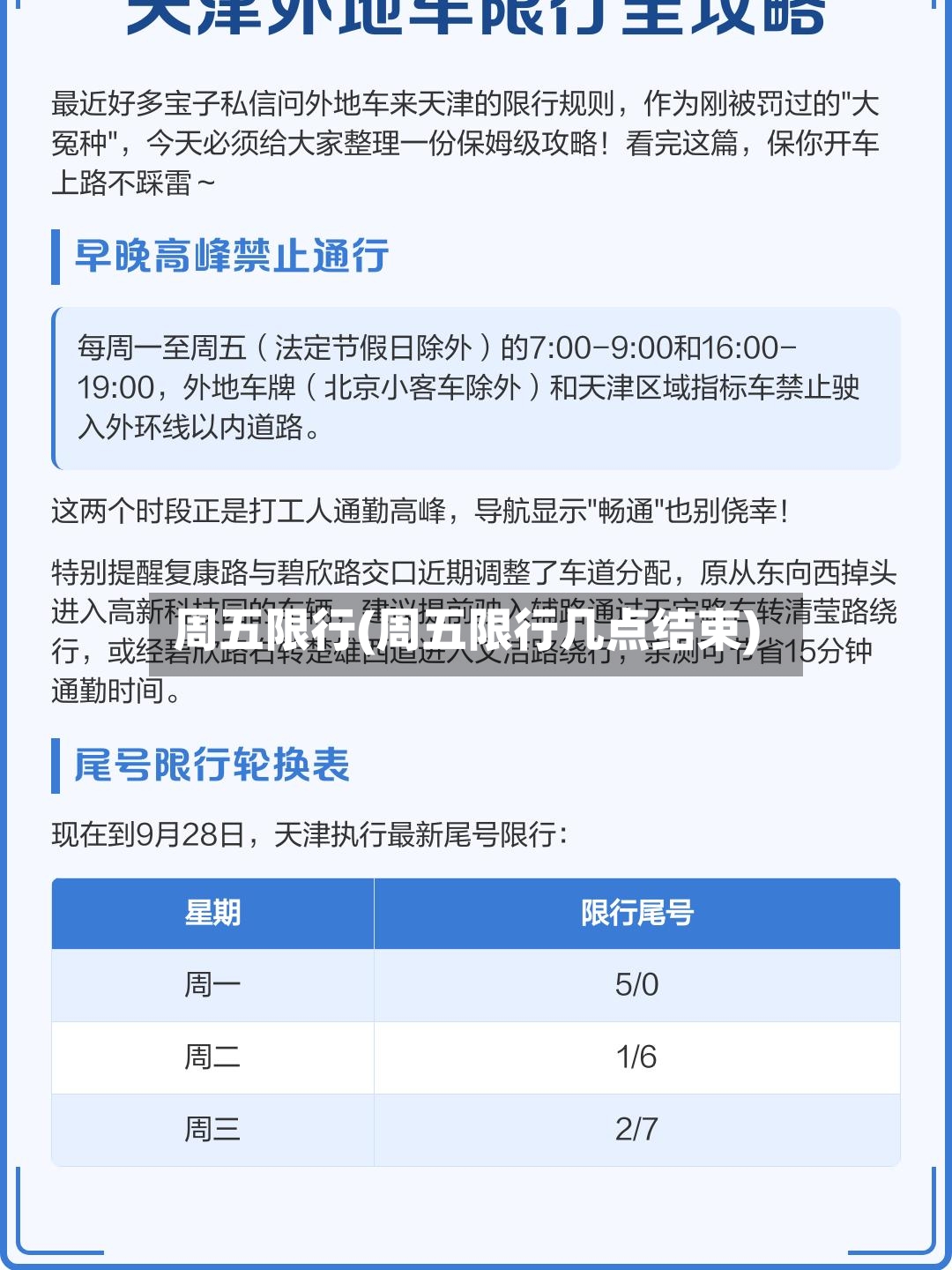 周五限行(周五限行几点结束)