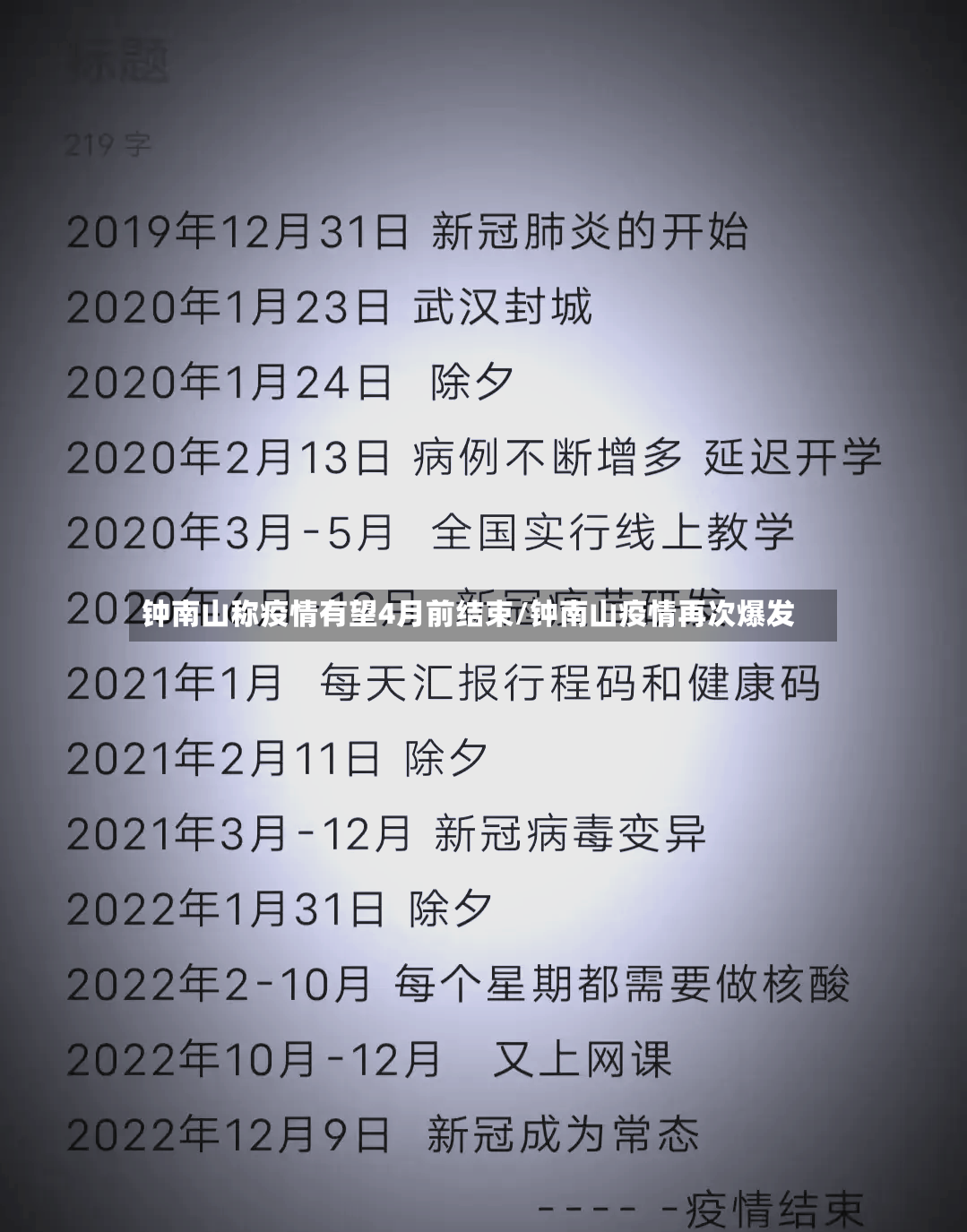 钟南山称疫情有望4月前结束/钟南山疫情再次爆发