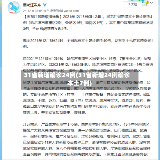 31省新增确诊24例(31省新增24例确诊 本土7例)