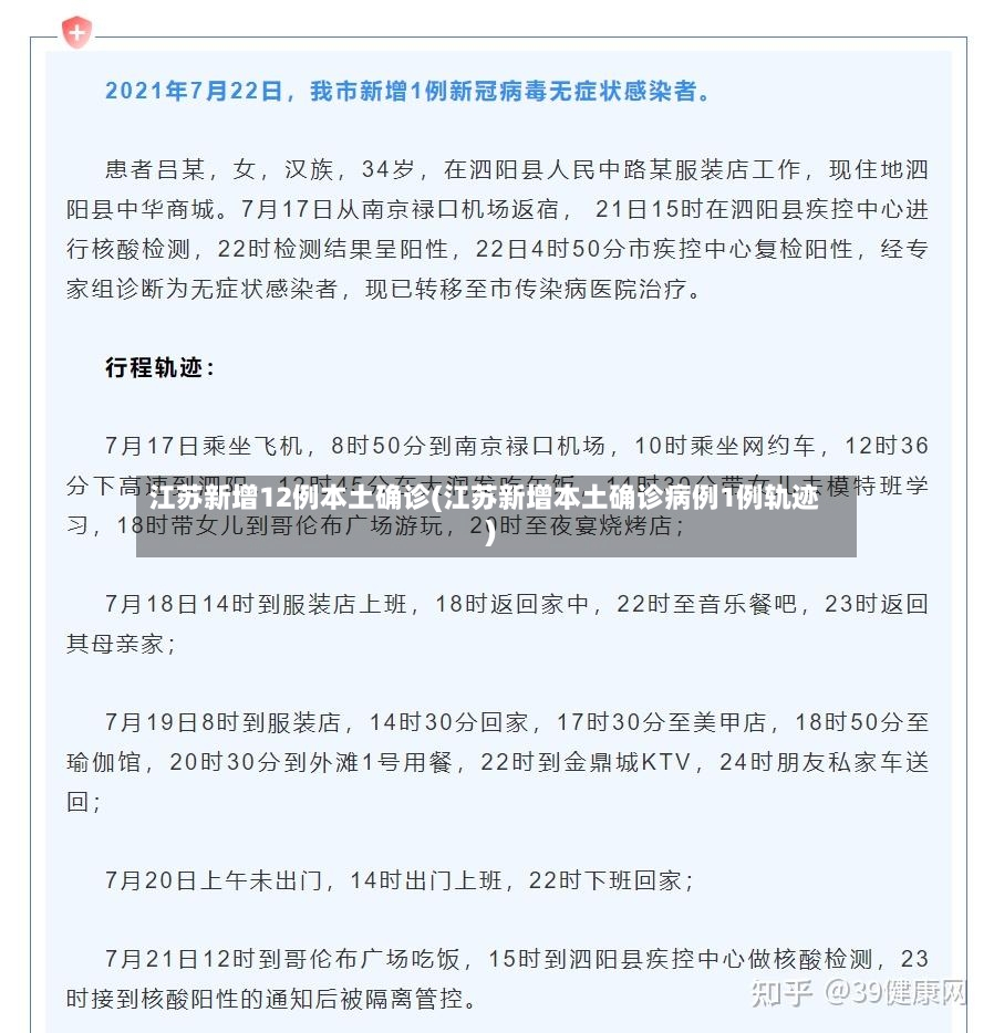 江苏新增12例本土确诊(江苏新增本土确诊病例1例轨迹)
