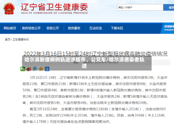 哈尔滨新增病例轨迹涉超市、公交车/哈尔滨感染者轨迹