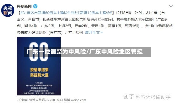 广东一地调整为中风险/广东中风险地区管控