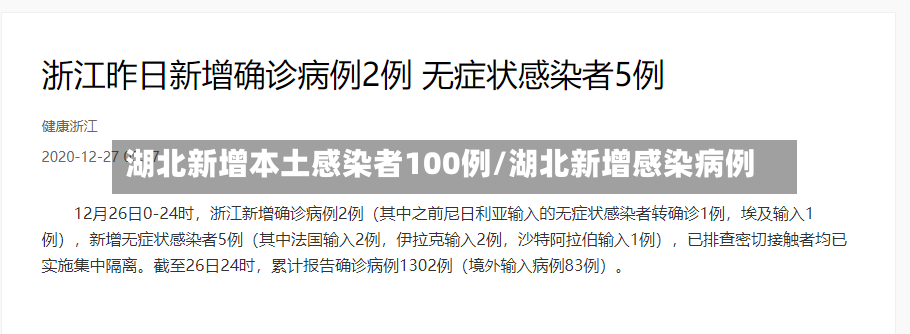 湖北新增本土感染者100例/湖北新增感染病例