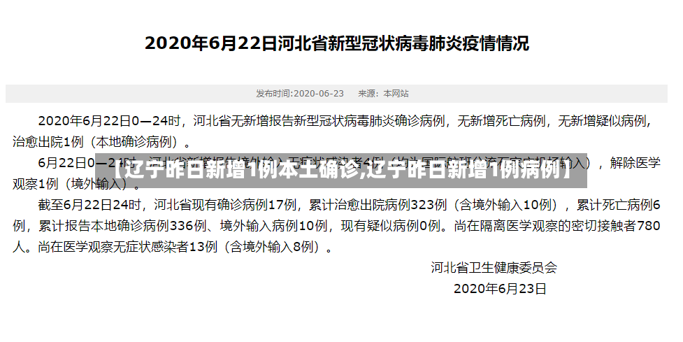 【辽宁昨日新增1例本土确诊,辽宁昨日新增1例病例】