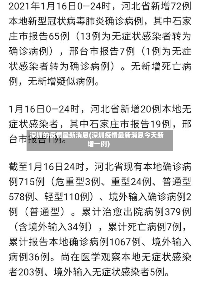 深圳的疫情最新消息(深圳疫情最新消息今天新增一例)