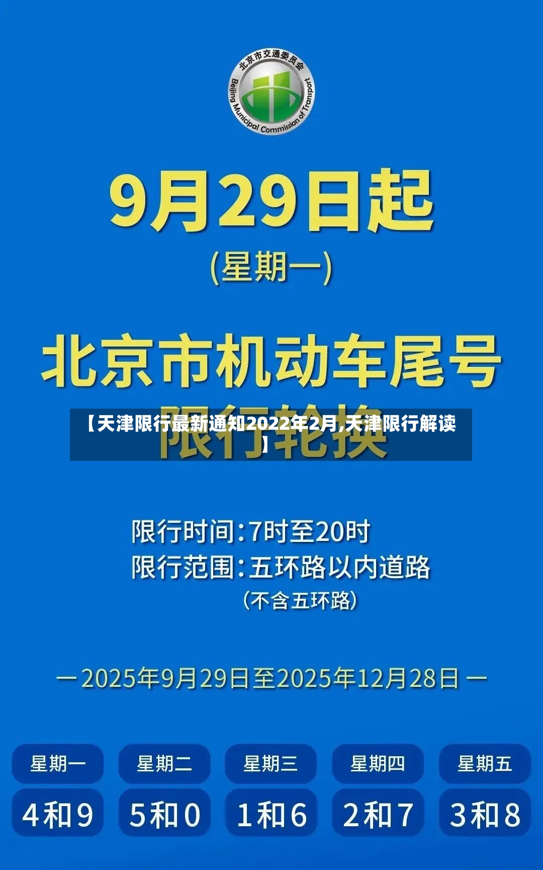 【天津限行最新通知2022年2月,天津限行解读】